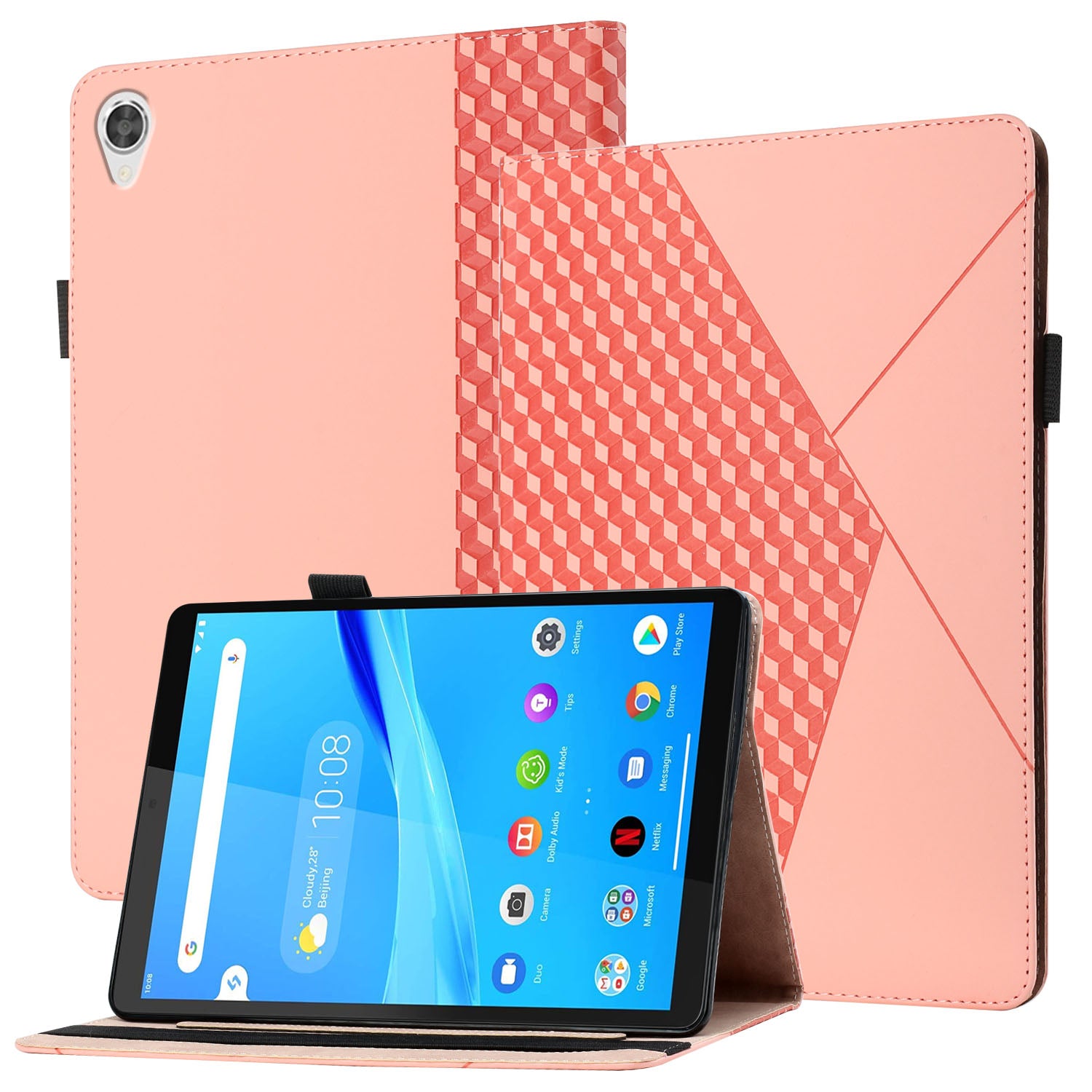 Rhombus Pattern Imprinting Skin-touch Feeling Leather Outer + PU Inner Card Slots Design Tablet Protective Case Cover for Lenovo Tab M10 HD Gen 2 TB-X306F/X306X