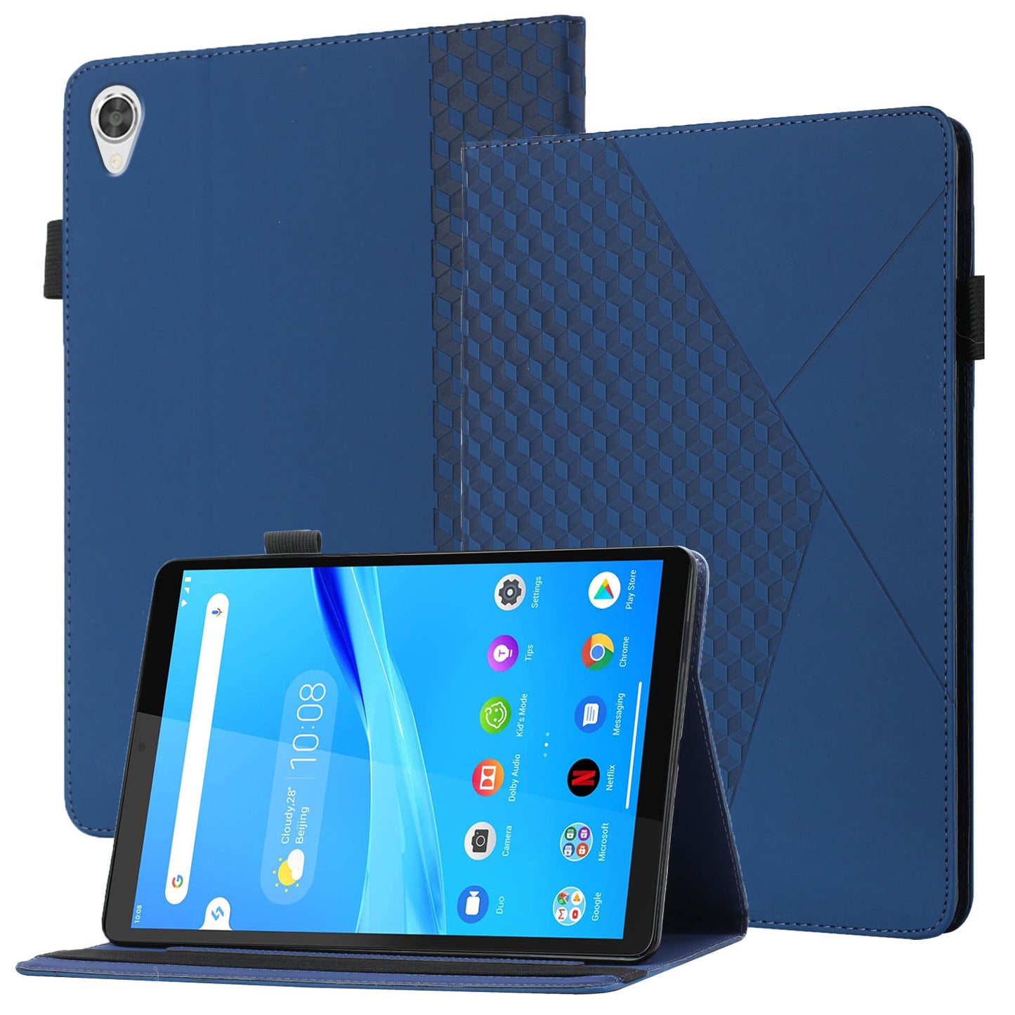 Rhombus Pattern Imprinting Skin-touch Feeling Leather Outer + PU Inner Card Slots Design Tablet Protective Case Cover for Lenovo Tab M10 HD Gen 2 TB-X306F/X306X