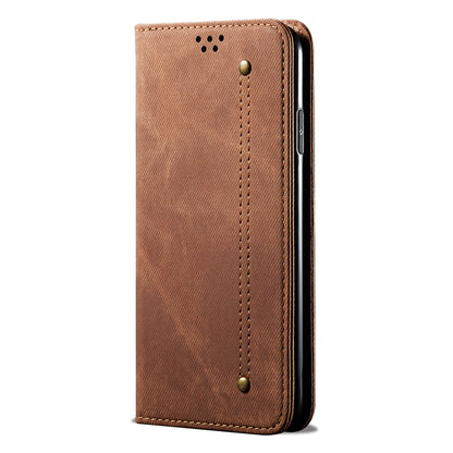 Anti-Drop Shockproof Flip Phone Cover Jeans Cloth Texture Wallet Stand Leather Case for Motorola Moto G30