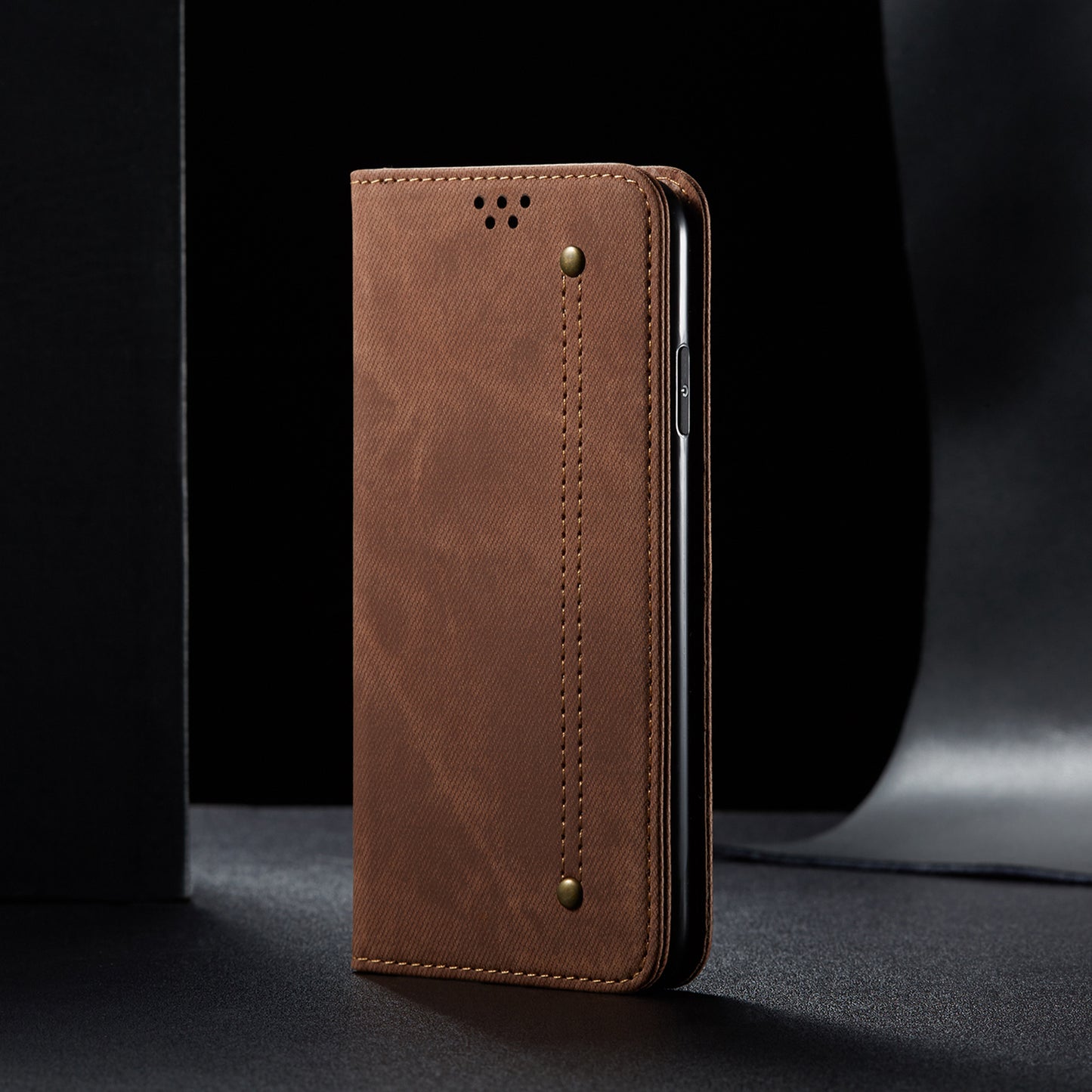 Anti-Drop Shockproof Flip Phone Cover Jeans Cloth Texture Wallet Stand Leather Case for Motorola Moto G30