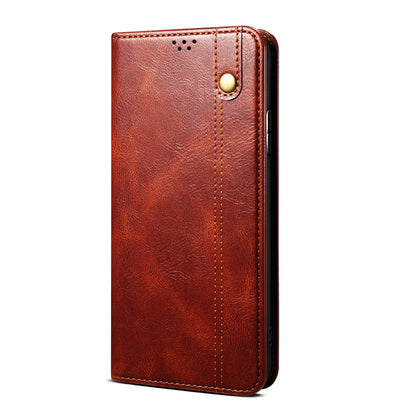 Wallet Stand Waxy Crazy Horse Texture Magnetic Auto-absorbed PU Leather Phone Case Cover for Motorola Moto G30