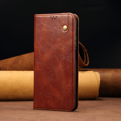 Wallet Stand Waxy Crazy Horse Texture Magnetic Auto-absorbed PU Leather Phone Case Cover for Motorola Moto G30