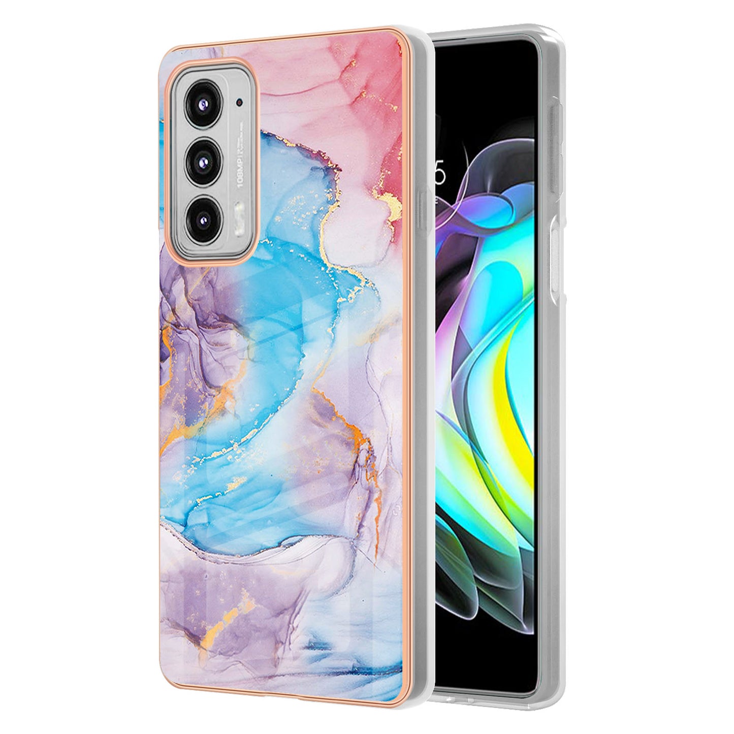 Marble Design Soft Flexible TPU IMD Anti-Scratch Shockproof Electroplating Phone Case for Motorola Edge 20