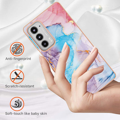 Marble Design Soft Flexible TPU IMD Anti-Scratch Shockproof Electroplating Phone Case for Motorola Edge 20