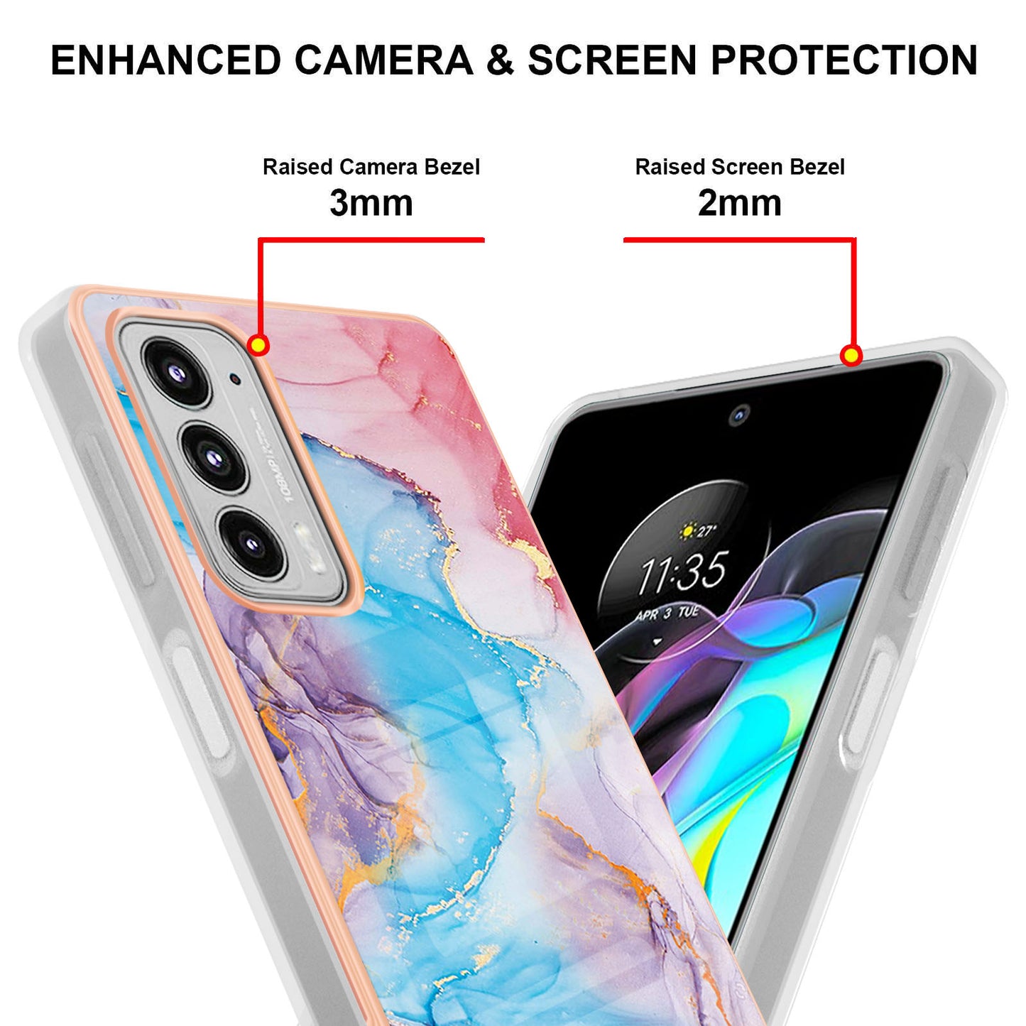 Marble Design Soft Flexible TPU IMD Anti-Scratch Shockproof Electroplating Phone Case for Motorola Edge 20