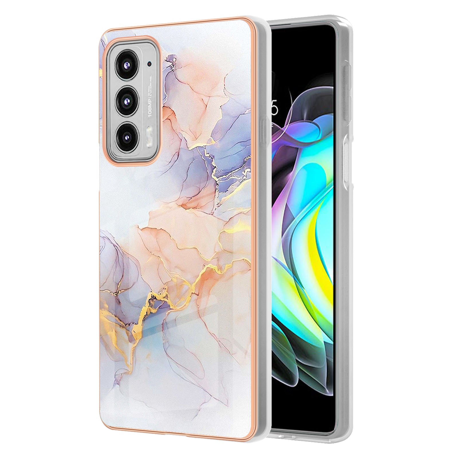 Marble Design Soft Flexible TPU IMD Anti-Scratch Shockproof Electroplating Phone Case for Motorola Edge 20