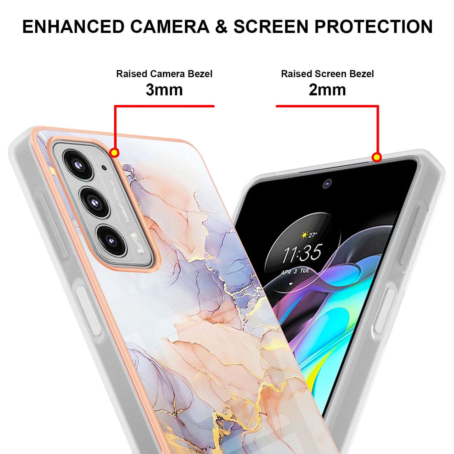 Marble Design Soft Flexible TPU IMD Anti-Scratch Shockproof Electroplating Phone Case for Motorola Edge 20