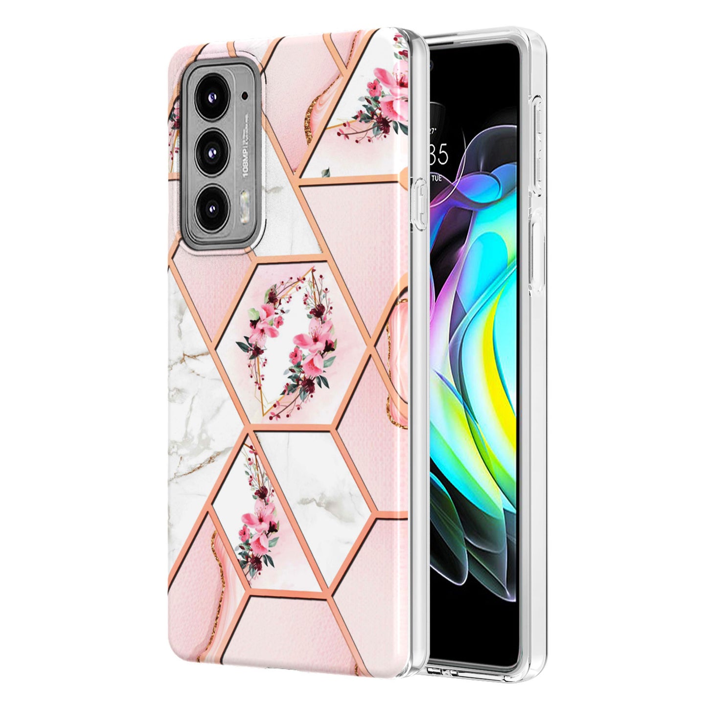 Marble Design Soft Flexible TPU IMD Anti-Scratch Shockproof Electroplating Phone Case for Motorola Edge 20