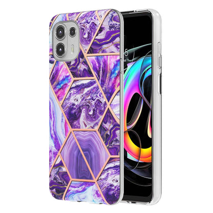 Marble Pattern 2.0mm IMD Soft TPU Electroplating Bumper Anti-Scratch Shockproof Protective Case for Motorola Edge 20 Lite