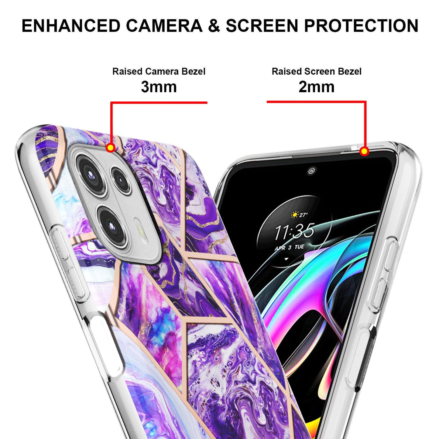 Marble Pattern 2.0mm IMD Soft TPU Electroplating Bumper Anti-Scratch Shockproof Protective Case for Motorola Edge 20 Lite