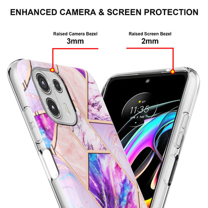 Marble Pattern 2.0mm IMD Soft TPU Electroplating Bumper Anti-Scratch Shockproof Protective Case for Motorola Edge 20 Lite