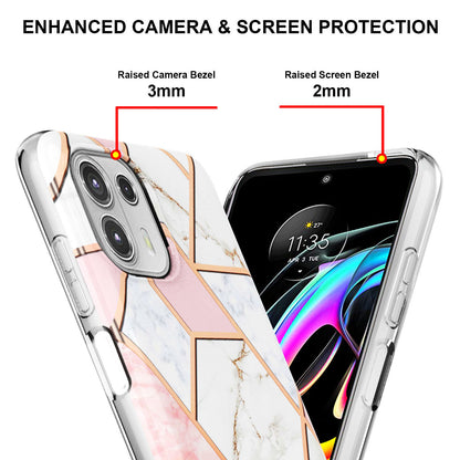 Marble Pattern 2.0mm IMD Soft TPU Electroplating Bumper Anti-Scratch Shockproof Protective Case for Motorola Edge 20 Lite