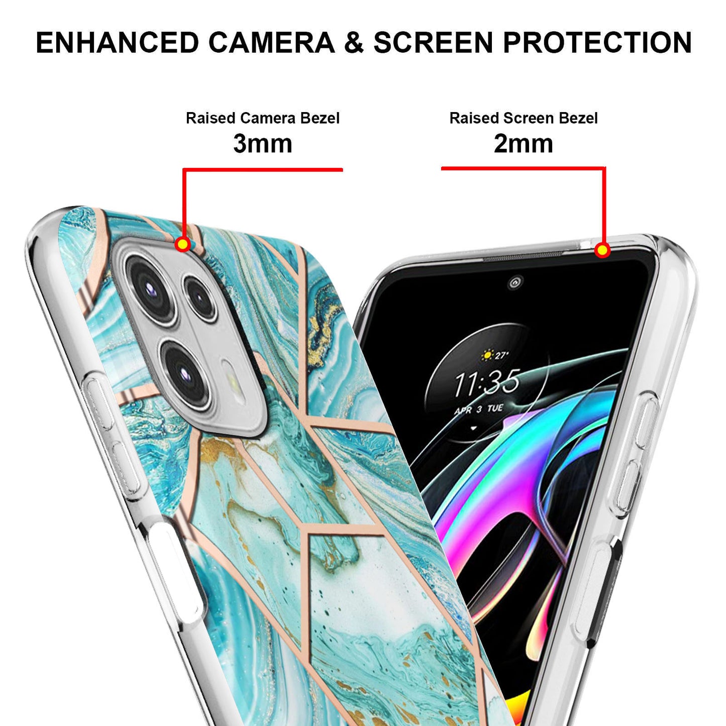 Marble Pattern 2.0mm IMD Soft TPU Electroplating Bumper Anti-Scratch Shockproof Protective Case for Motorola Edge 20 Lite