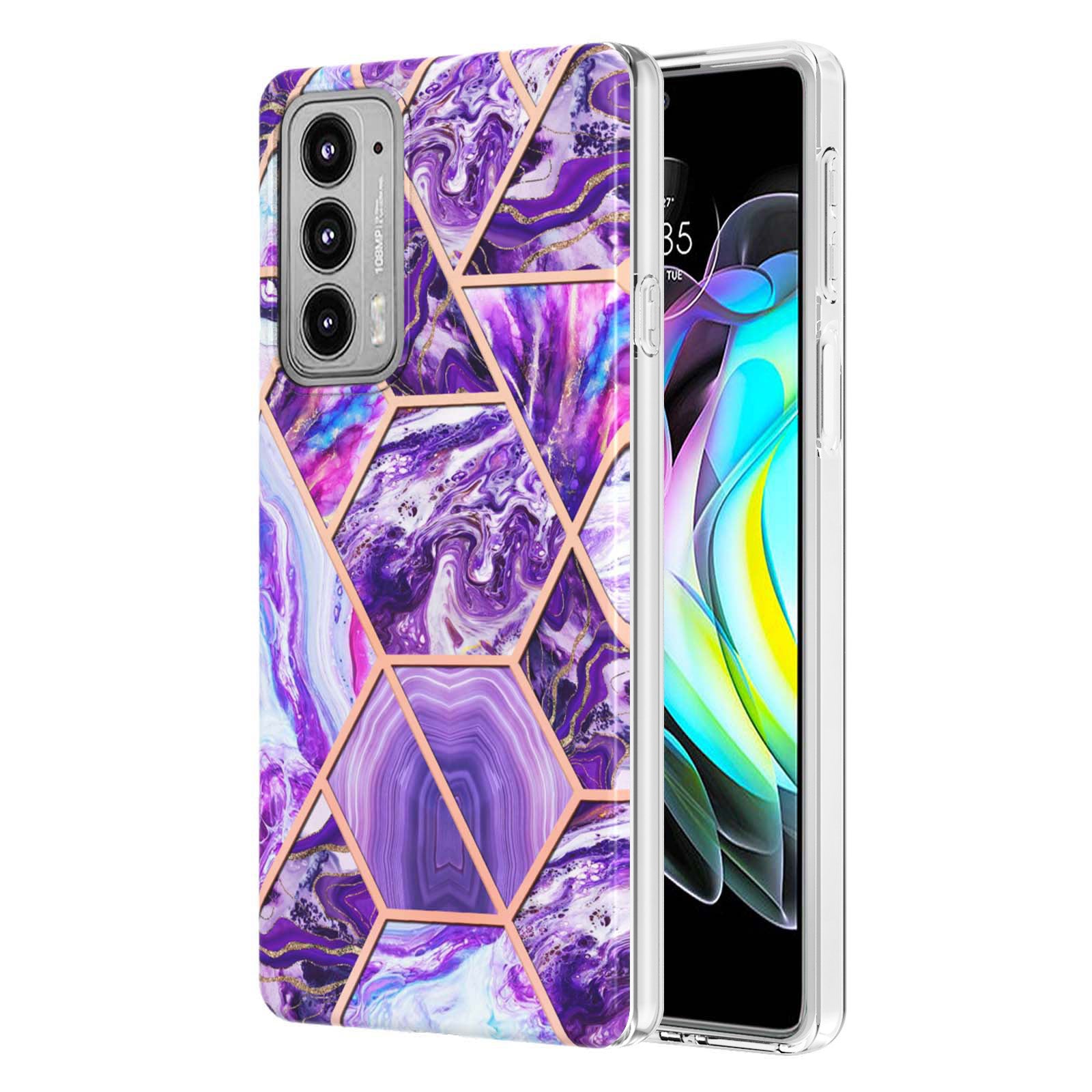 Marble Pattern 2.0mm IMD Anti-Scratch TPU Bumper Electroplating Protective Cover for Motorola Edge 20