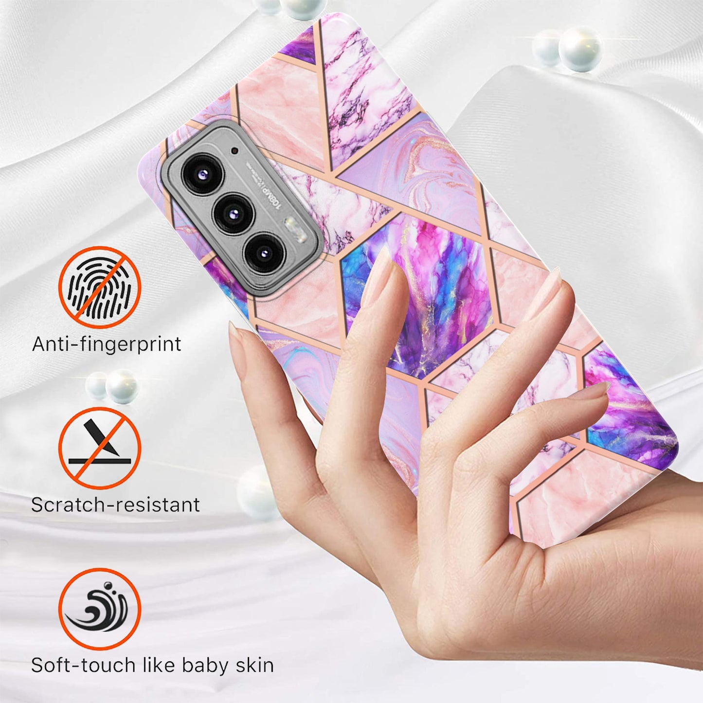 Marble Pattern 2.0mm IMD Anti-Scratch TPU Bumper Electroplating Protective Cover for Motorola Edge 20