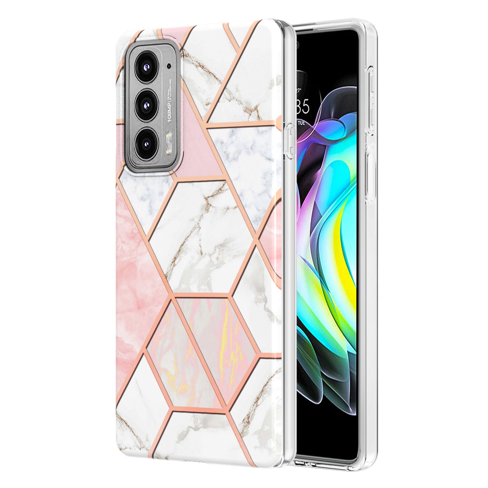 Marble Pattern 2.0mm IMD Anti-Scratch TPU Bumper Electroplating Protective Cover for Motorola Edge 20