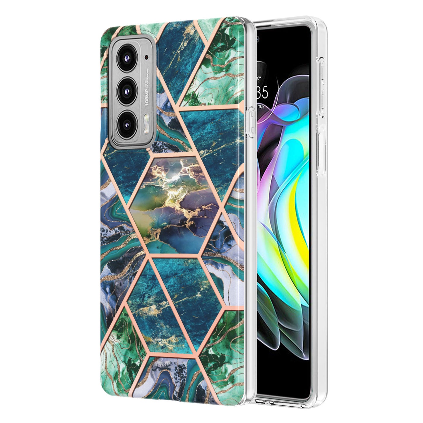 Marble Pattern 2.0mm IMD Anti-Scratch TPU Bumper Electroplating Protective Cover for Motorola Edge 20