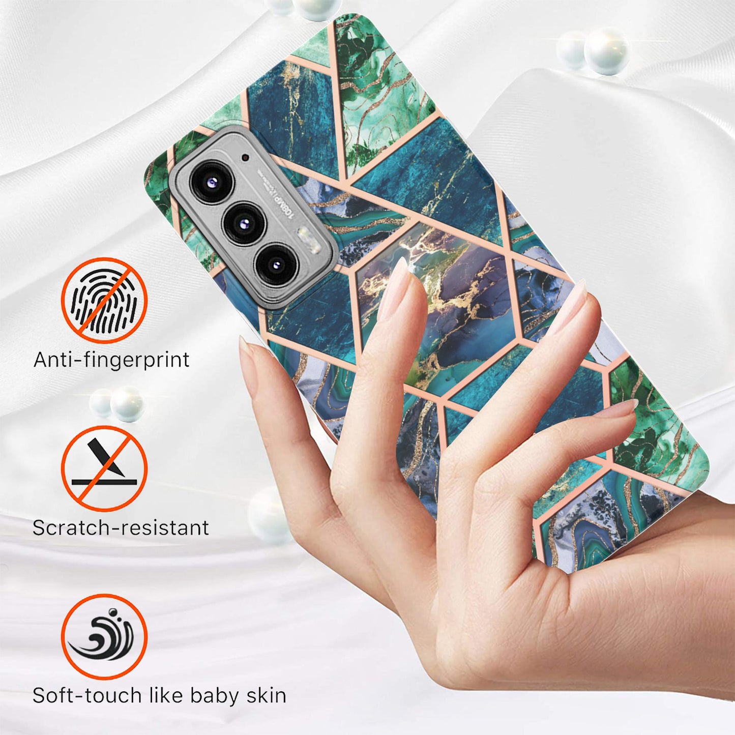 Marble Pattern 2.0mm IMD Anti-Scratch TPU Bumper Electroplating Protective Cover for Motorola Edge 20