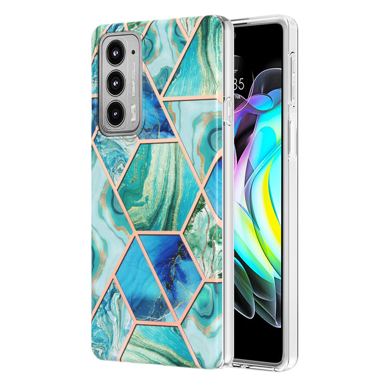 Marble Pattern 2.0mm IMD Anti-Scratch TPU Bumper Electroplating Protective Cover for Motorola Edge 20