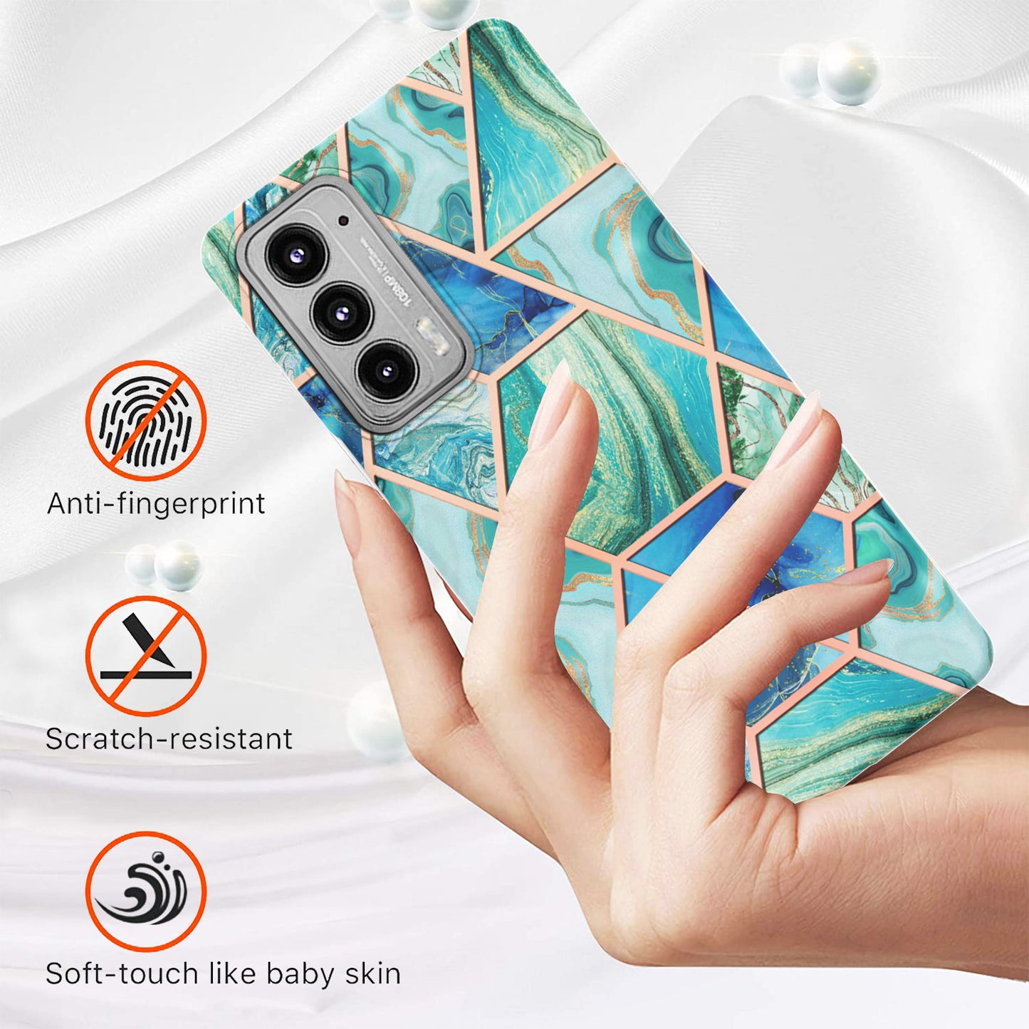 Marble Pattern 2.0mm IMD Anti-Scratch TPU Bumper Electroplating Protective Cover for Motorola Edge 20