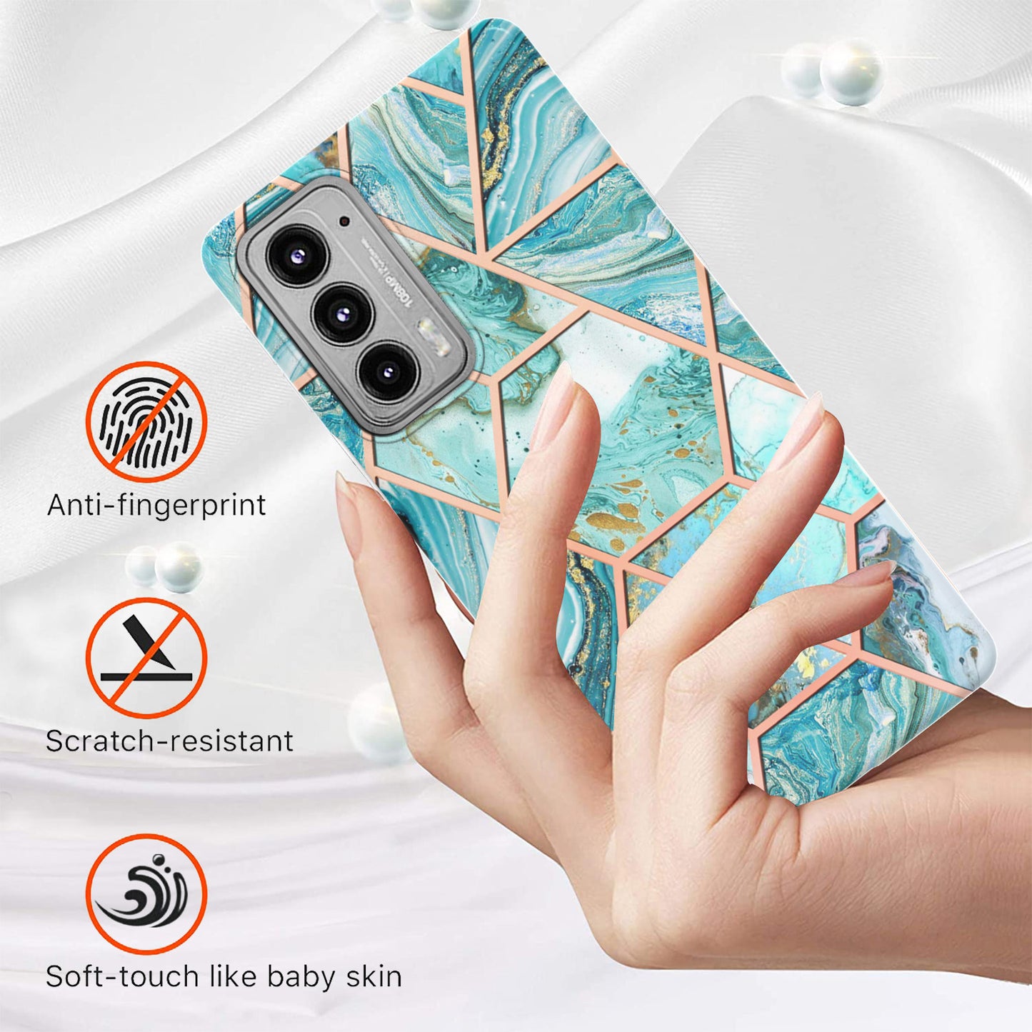 Marble Pattern 2.0mm IMD Anti-Scratch TPU Bumper Electroplating Protective Cover for Motorola Edge 20