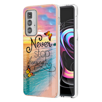 Marble Design Electroplating Edges IMD Smooth Flexible Protective TPU Case for Motorola Edge 20 Pro