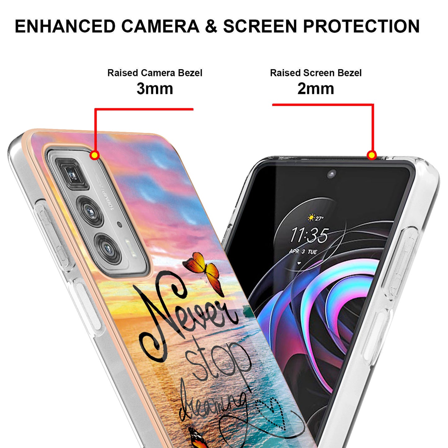 Marble Design Electroplating Edges IMD Smooth Flexible Protective TPU Case for Motorola Edge 20 Pro