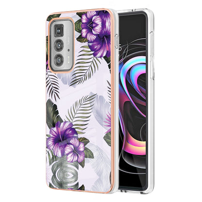 Marble Design Electroplating Edges IMD Smooth Flexible Protective TPU Case for Motorola Edge 20 Pro