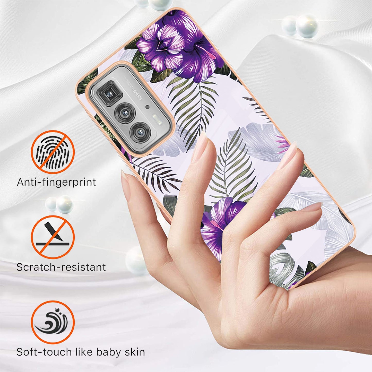 Marble Design Electroplating Edges IMD Smooth Flexible Protective TPU Case for Motorola Edge 20 Pro