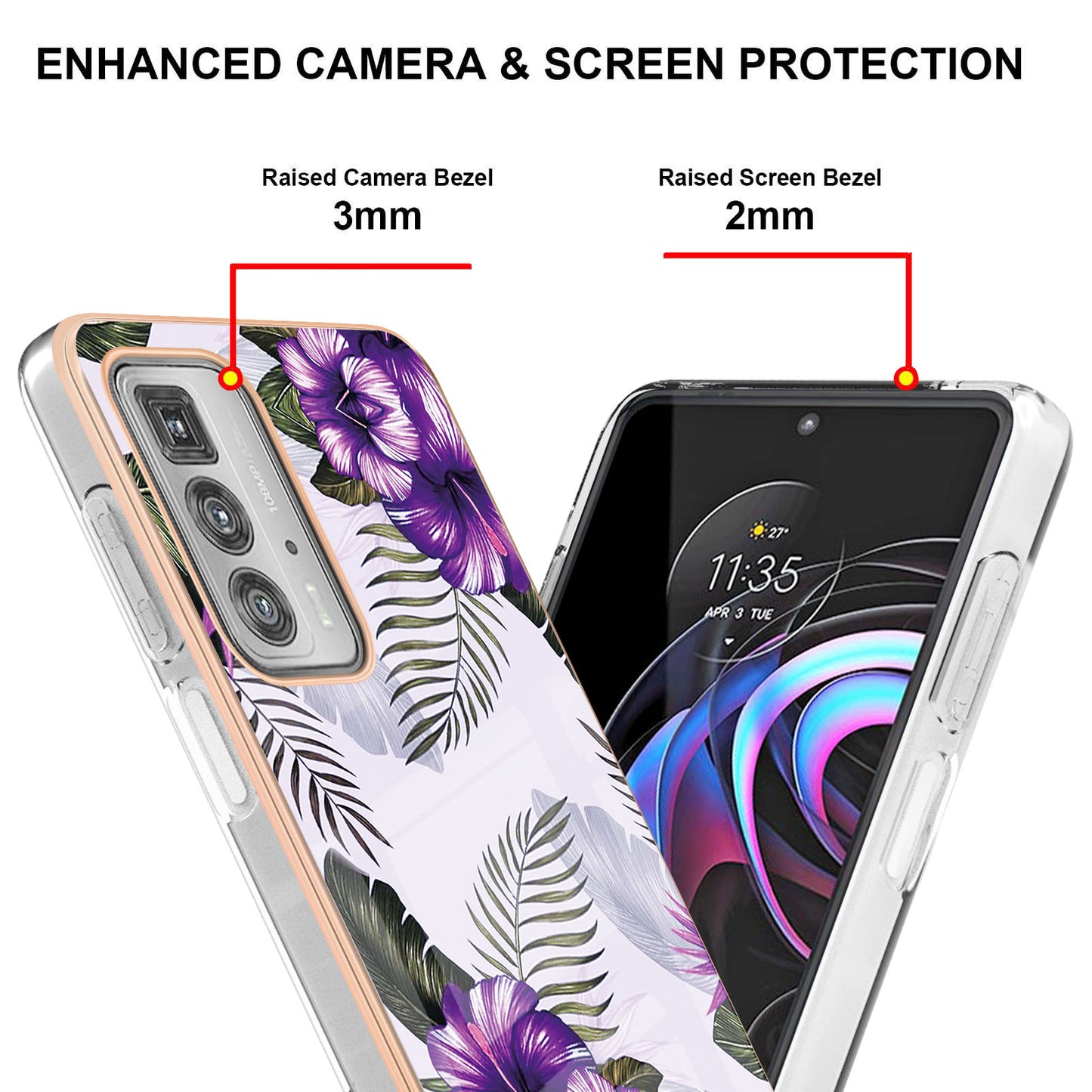 Marble Design Electroplating Edges IMD Smooth Flexible Protective TPU Case for Motorola Edge 20 Pro