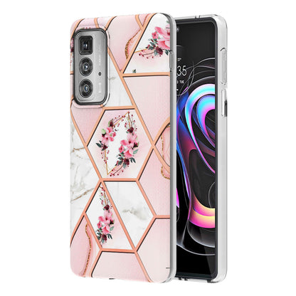 Marble Design Electroplating Edges IMD Smooth Flexible Protective TPU Case for Motorola Edge 20 Pro