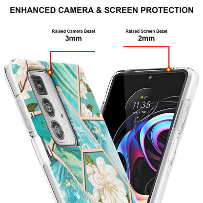 Marble Design Electroplating Edges IMD Smooth Flexible Protective TPU Case for Motorola Edge 20 Pro