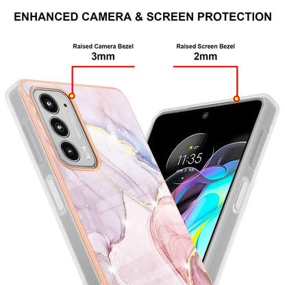 Marble Design Electroplating IMD Soft TPU Shock-Absorption Protective Phone Case for Motorola Edge 20