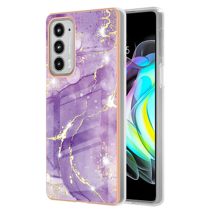 Marble Design Electroplating IMD Soft TPU Shock-Absorption Protective Phone Case for Motorola Edge 20