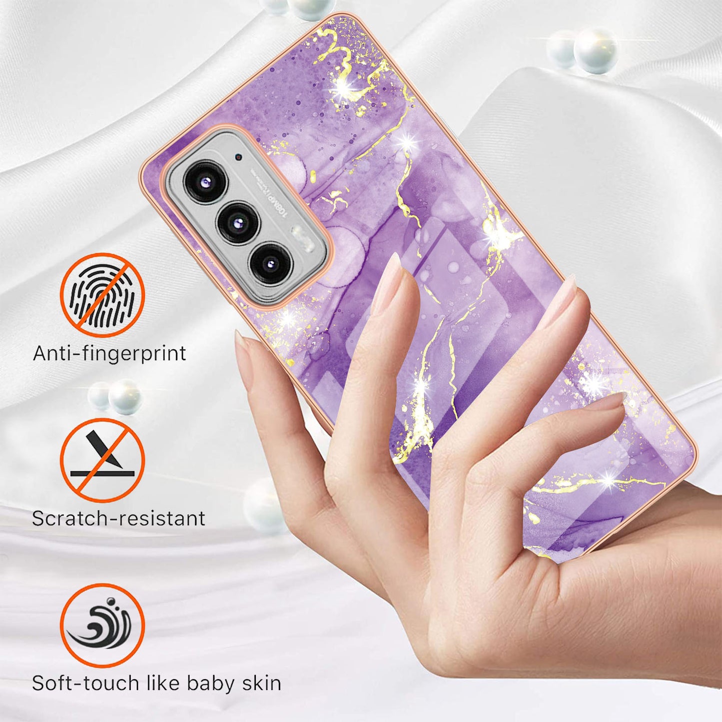 Marble Design Electroplating IMD Soft TPU Shock-Absorption Protective Phone Case for Motorola Edge 20