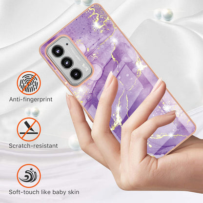 Marble Design Electroplating IMD Soft TPU Shock-Absorption Protective Phone Case for Motorola Edge 20