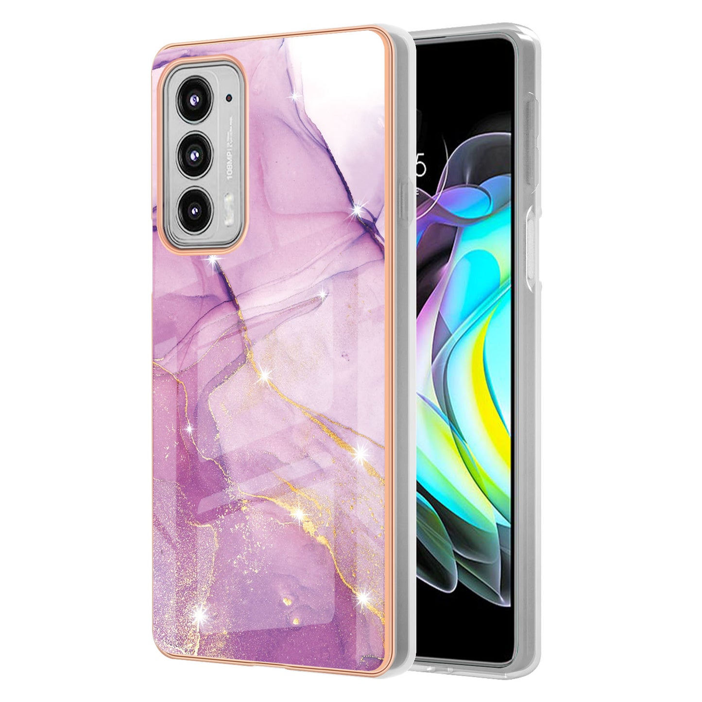 Marble Design Electroplating IMD Soft TPU Shock-Absorption Protective Phone Case for Motorola Edge 20