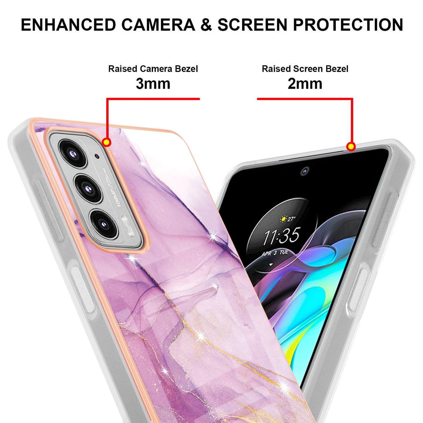 Marble Design Electroplating IMD Soft TPU Shock-Absorption Protective Phone Case for Motorola Edge 20