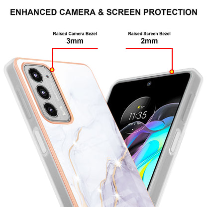 Marble Design Electroplating IMD Soft TPU Shock-Absorption Protective Phone Case for Motorola Edge 20