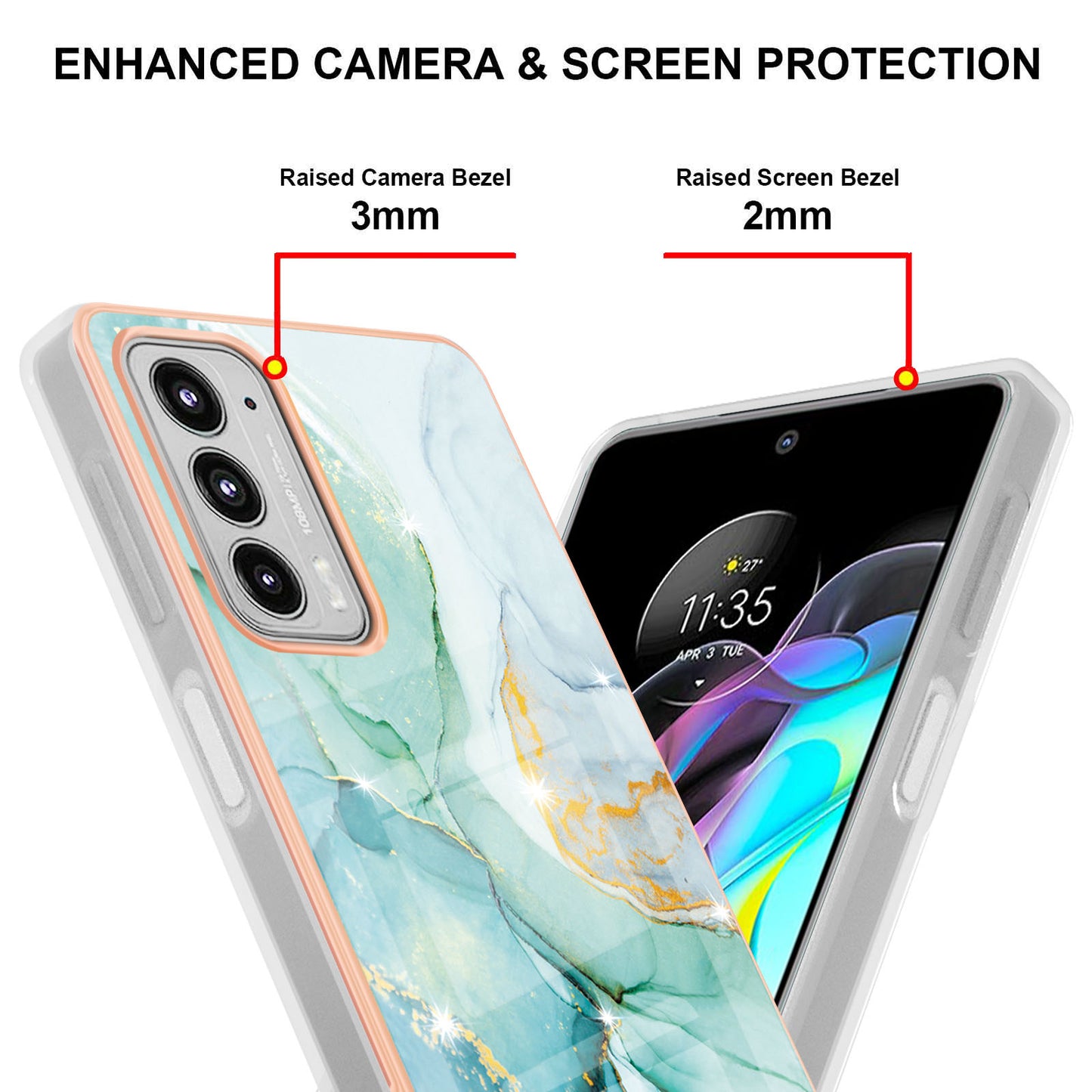 Marble Design Electroplating IMD Soft TPU Shock-Absorption Protective Phone Case for Motorola Edge 20