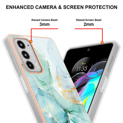 Marble Design Electroplating IMD Soft TPU Shock-Absorption Protective Phone Case for Motorola Edge 20