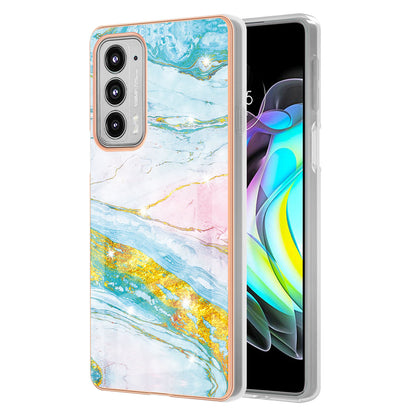 Marble Design Electroplating IMD Soft TPU Shock-Absorption Protective Phone Case for Motorola Edge 20