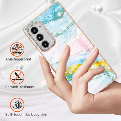 Marble Design Electroplating IMD Soft TPU Shock-Absorption Protective Phone Case for Motorola Edge 20