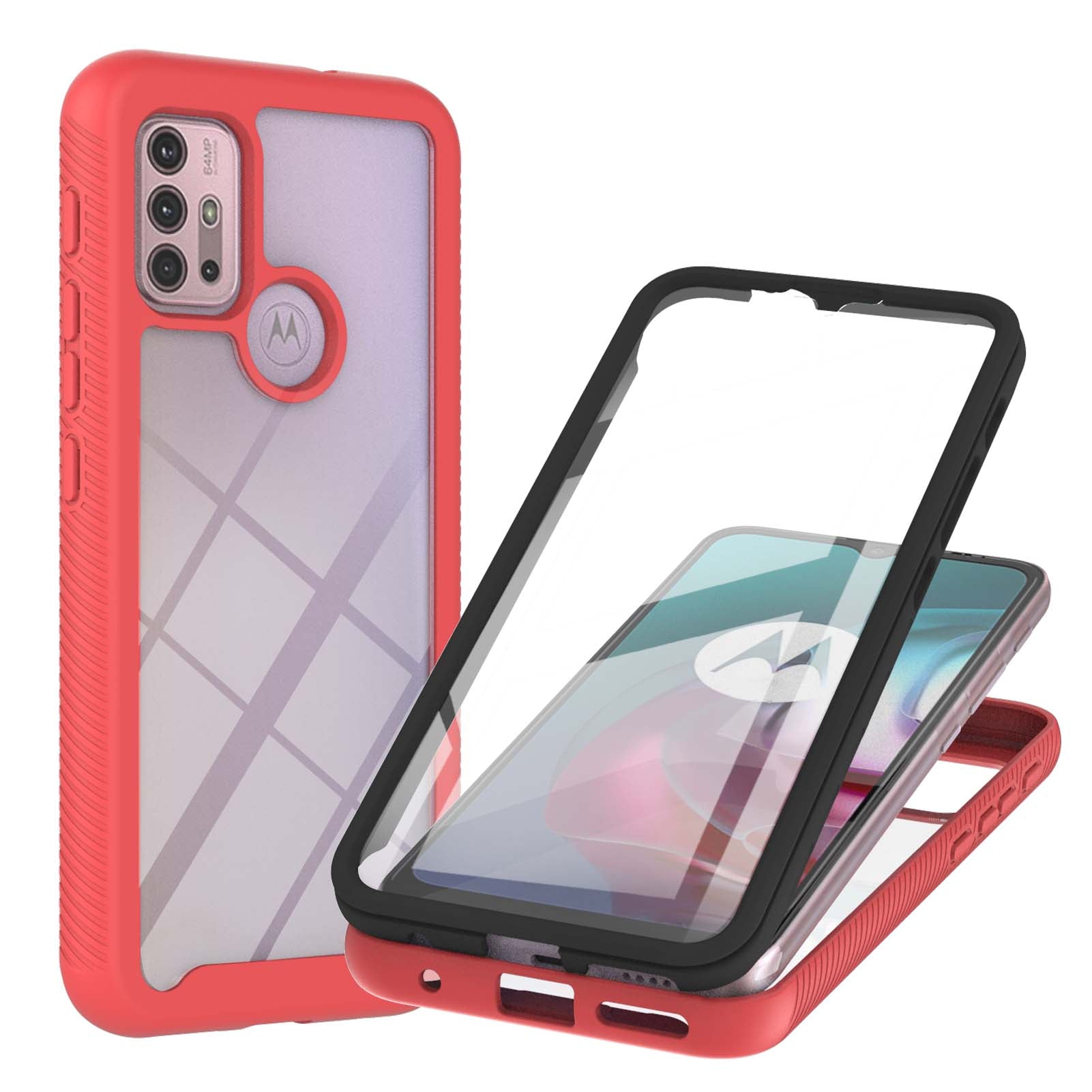 PC + TPU Hybrid Cover Drop Buffer Phone Case with PET Screen Protector for Motorola Moto G30/G10/G10 Power