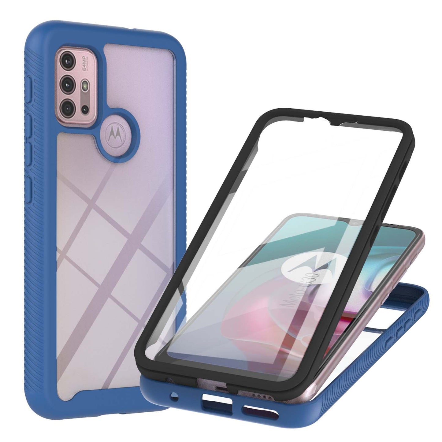 PC + TPU Hybrid Cover Drop Buffer Phone Case with PET Screen Protector for Motorola Moto G30/G10/G10 Power