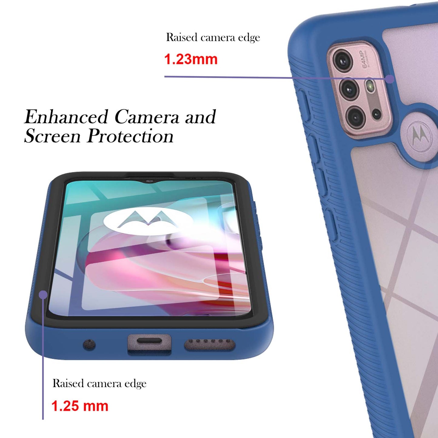 PC + TPU Hybrid Cover Drop Buffer Phone Case with PET Screen Protector for Motorola Moto G30/G10/G10 Power