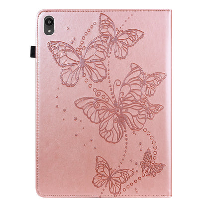 Butterfly Pattern Imprinting Folio Stand PU Leather Protective Case with Card Slots and Elastic Band for Lenovo Tab P11 TB-J606F / Tab P11 5G