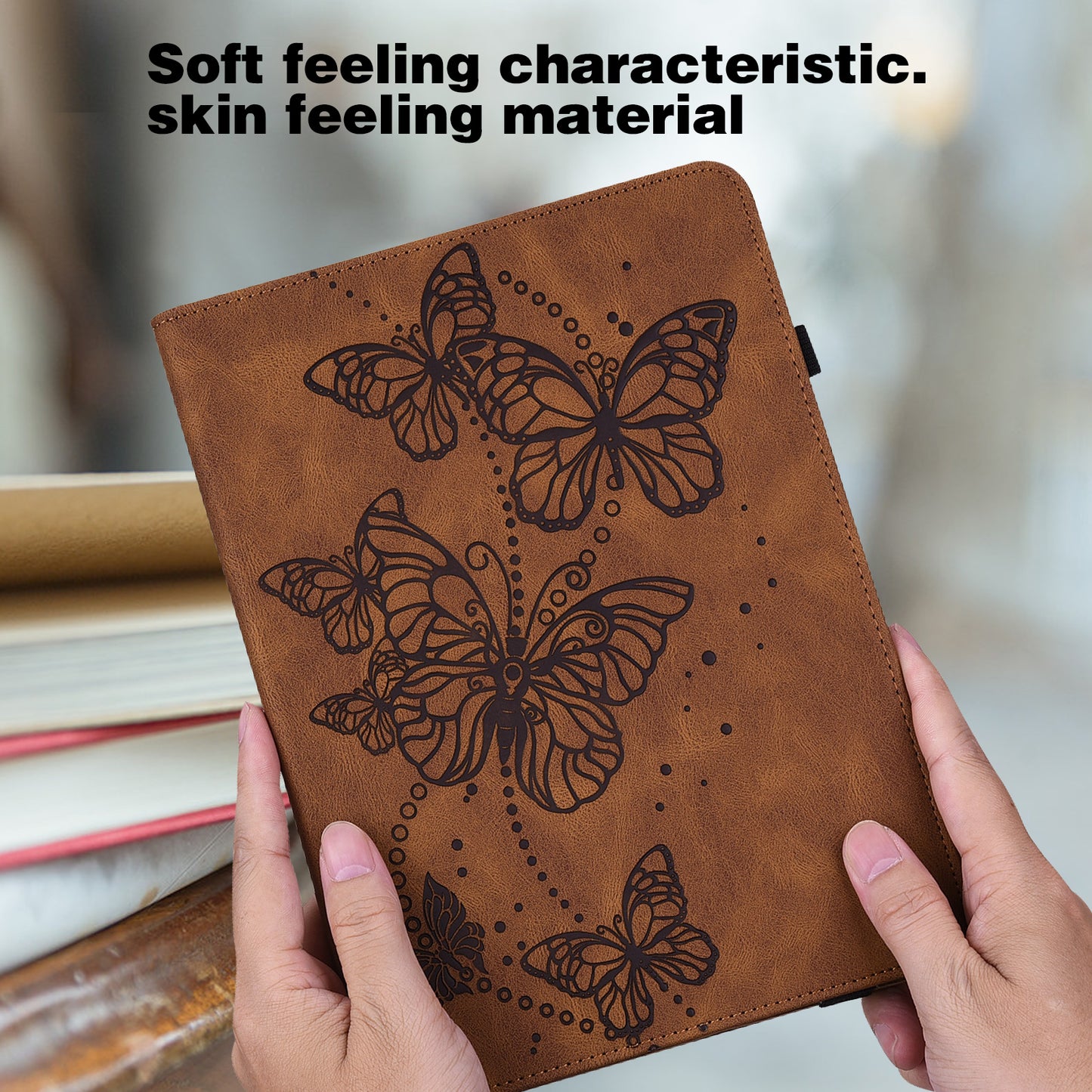 Butterfly Pattern Imprinting Folio Stand PU Leather Protective Case with Card Slots and Elastic Band for Lenovo Tab P11 TB-J606F / Tab P11 5G