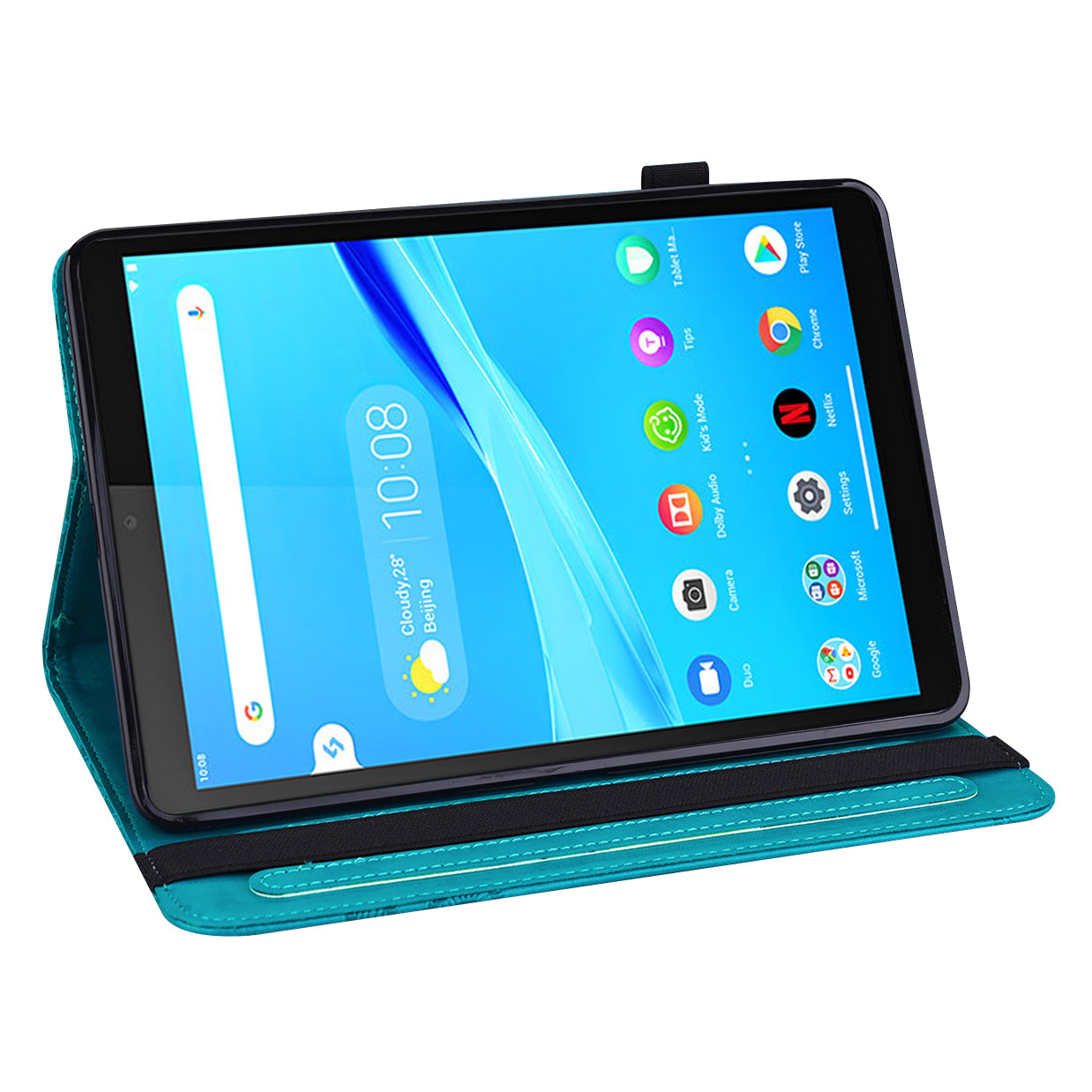 Butterflies Imprinted Elastic Strap Well-Protected Anti-Drop Tablet Case with Stand for Lenovo Tab M8/M8 (2nd Gen) TB-8505/TB-8705/TB-8506