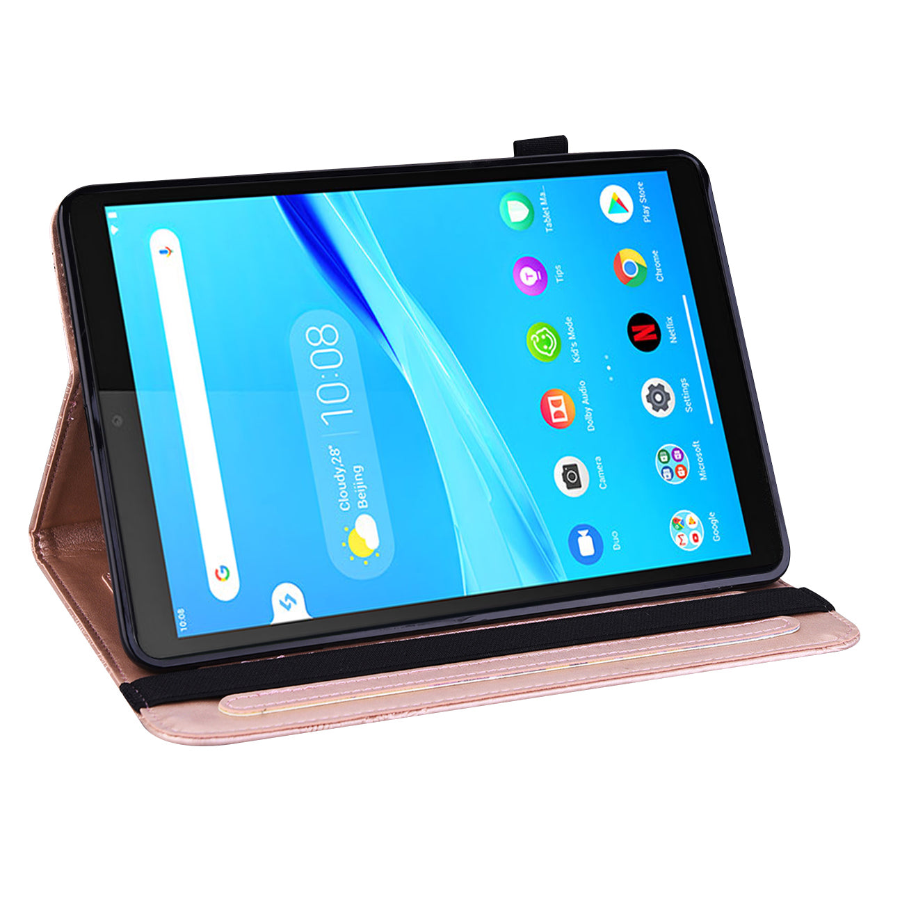 Butterflies Imprinted Elastic Strap Well-Protected Anti-Drop Tablet Case with Stand for Lenovo Tab M8/M8 (2nd Gen) TB-8505/TB-8705/TB-8506